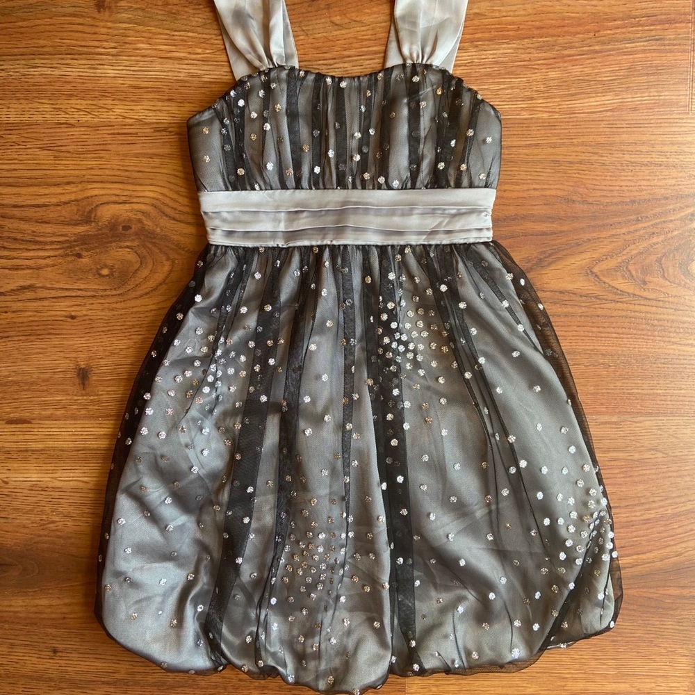 Brand New gray polka dot sparkly dress size 7